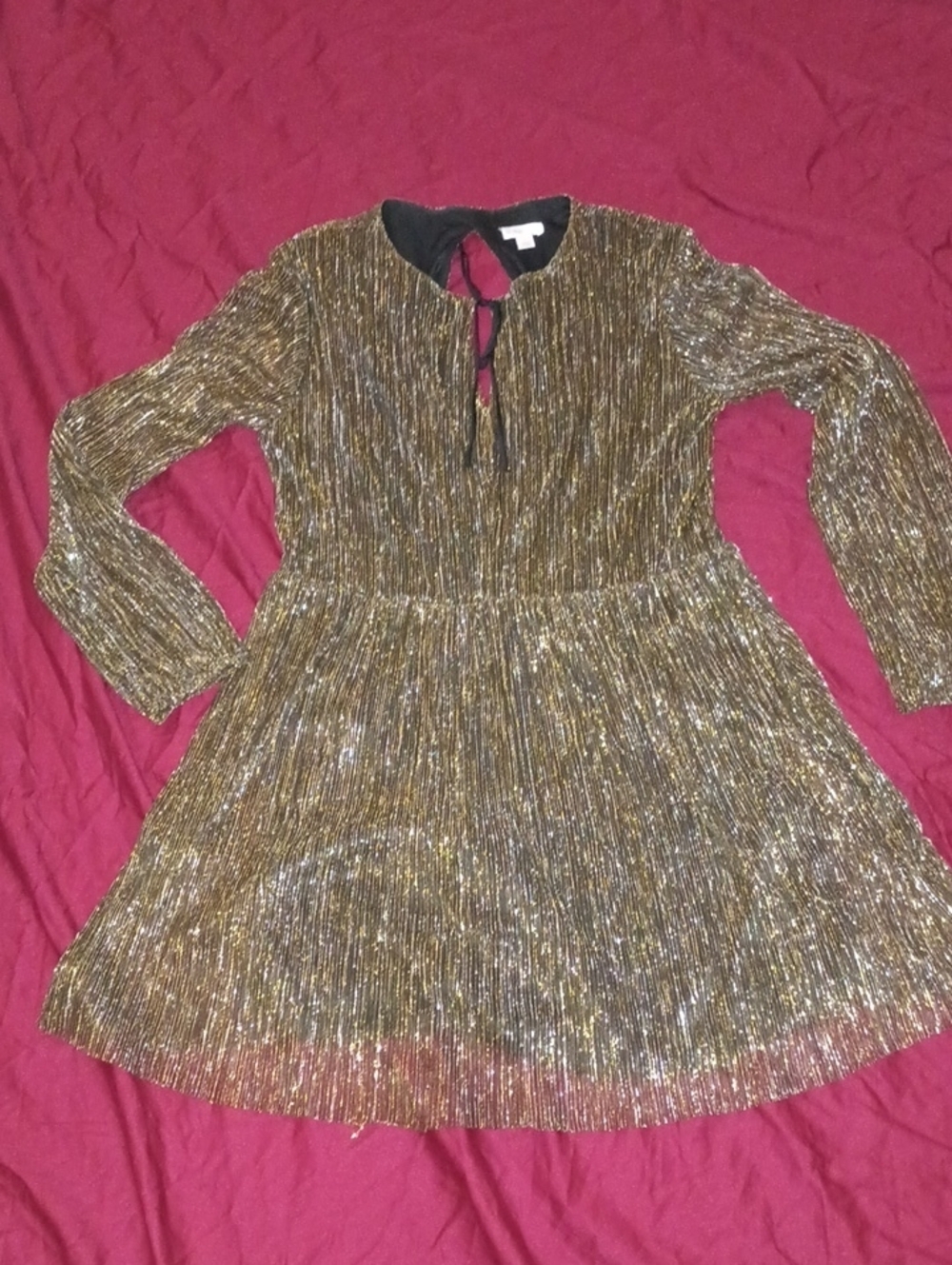 Xhilaration Silver and Gold Dress Woman's Size L Sparkle Shine Peekaboo Back